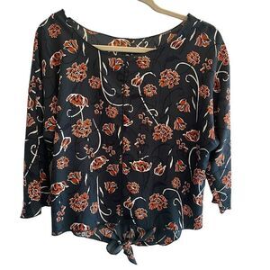 New Anthropologie Melloday Green Brown Floral Blouse Top Women’s Size Medium